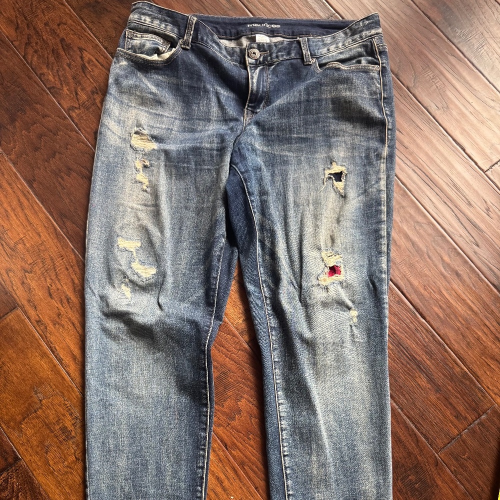 Maurice Distressed Patched Boyfriend 15/16 jean